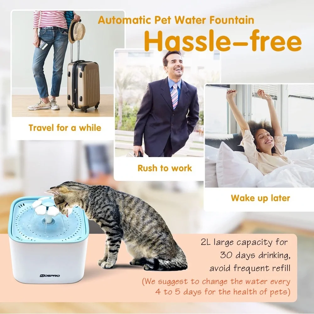 Pet Fountain Dog Cat Water Fountain- Healthy & Hygienic, Super Quiet, Automatic